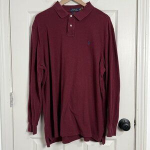 Polo Ralph Lauren Henley Mens XXL Classic Fit Long Sleeve Top Burgundy